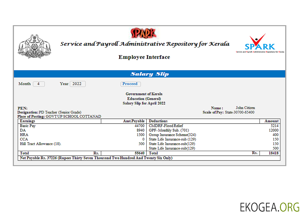 Service indien et référentiel administratif de paie pour la société de paie du Kerala